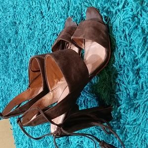 Madewell brown suede Octavia sandal heels ankle strap size 9.5